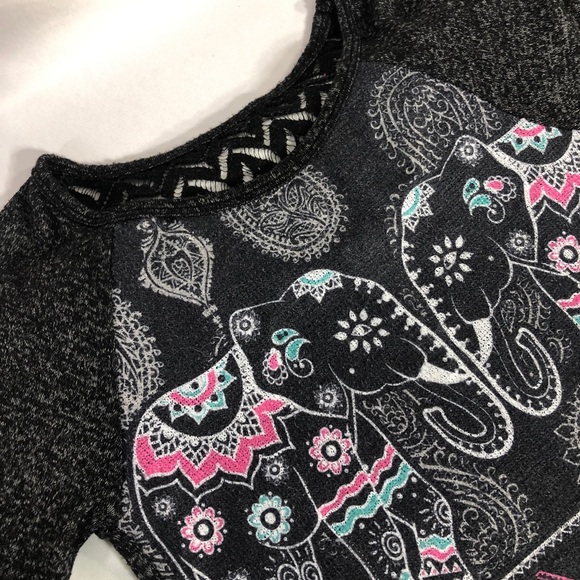 Beautees Kid’s Gauzy 3/4 Sleeve Elephant Tee - Picture 2 of 7